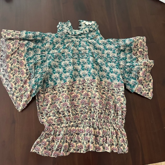 Let Me Be Anthropologie High-Neck Printed Peasant Blouse (T2) - Picture 5 of 10